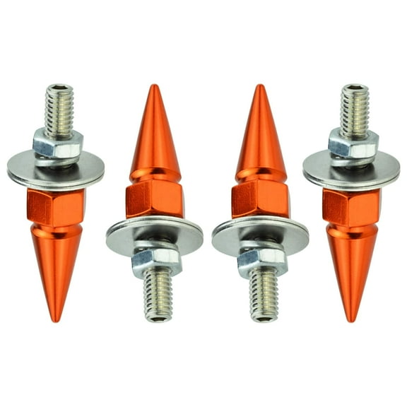 Car License Plate Screws Spike Shape License Plate Fasteners bolt 4Pcs Anti Theft License Plate Screw Frame Kit Fit for Most Vehicle Motorcycles Trucks (orange)