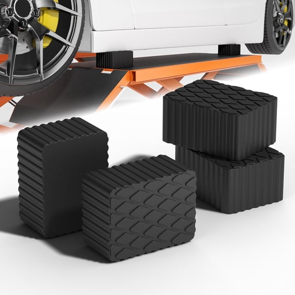 Car Lift Pads, 4 Pack Solid Rubber Auto Lift Pads 6.3" x 4.7" x 3.1", Heavy Duty Anti-Skid Spacer Blocks for Automobile Lifts, Jacks & Racks, Universal Replacement Jack Pads, 3000 lb Capacity