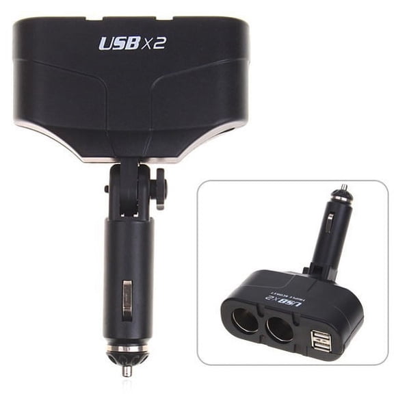 Car Lighter Socket Splitter 2-Port Charger Adapter Dual USB Ports Plug-in Black Power Multi Outlet for  T-Mobile Samsung Galaxy S6 Edge+ - Sprint Samsung Galaxy S6 Edge+ - AT&T Samsung Galaxy S6 Edge