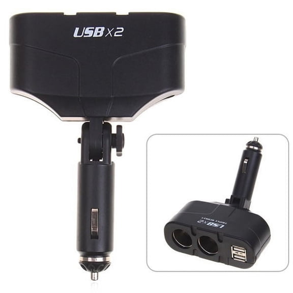 Car Lighter Socket Splitter 2-Port Charger Adapter Dual USB Ports Plug-in Black Power Multi Outlet for  T-Mobile iPhone 6 Plus - AT&T iPhone 6 - Sprint iPhone 6 - T-Mobile iPhone 6 - AT&T iPhone 5S