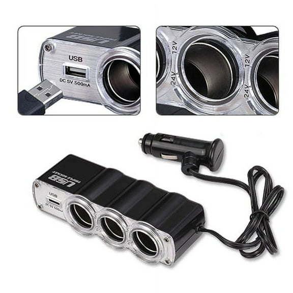 Car Lighter Socket Splitter Three Port Charger Adapter USB Power Strip Multi Outlet N1N Compatible With Samsung Galaxy S10e S10+ S10 (S10 Plus)