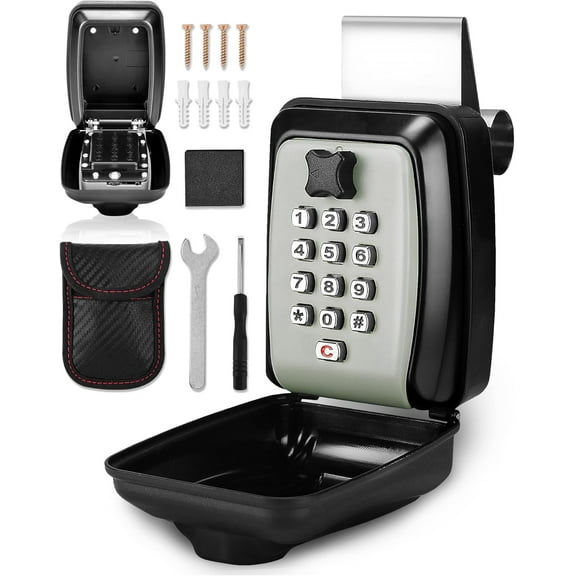 Car Lock Box Punch Button Combination Car Window Key Safe Box Portable Key Storage Waterproof Security Lock Boxes for Keys,Credit Cards and Cash