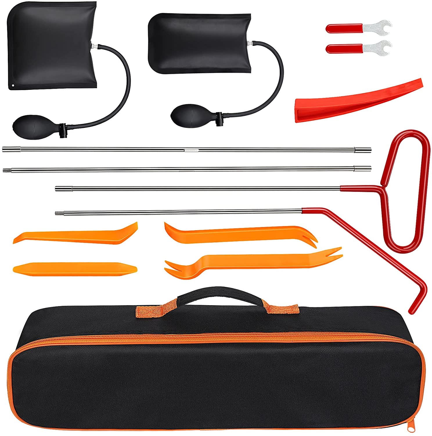 Car Lockout Kit | 14 Pc Professional Heavy Duty Car Door Tool Kit Long  Reach Grabber, Air Wedge Pump, For All Models Of Cars