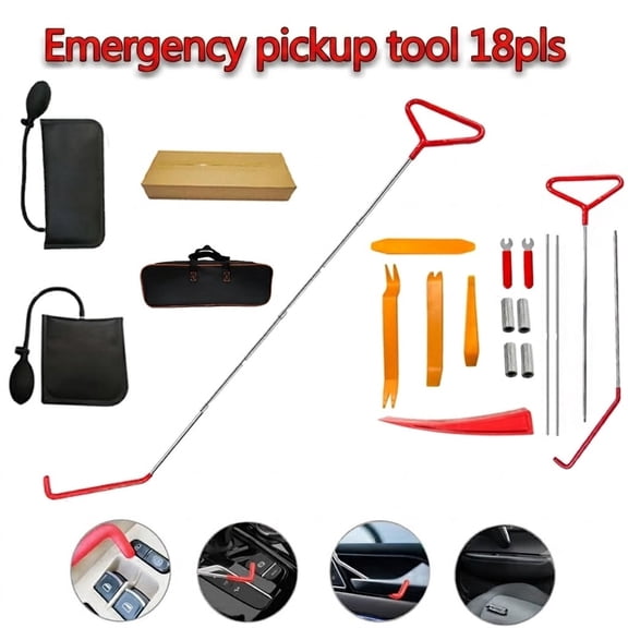 Car Lockout Kit, Long Reach Alloy Steel Tool Set for Emergency Vehicle Entry, Auto Repair Tools with Multiple Accessories