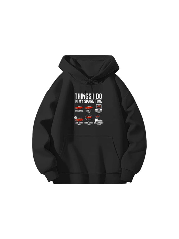 Car Lover Graphic Hoodie, Funny Car Enthusiast Polyester Pullover Sweatshirt 2XL
