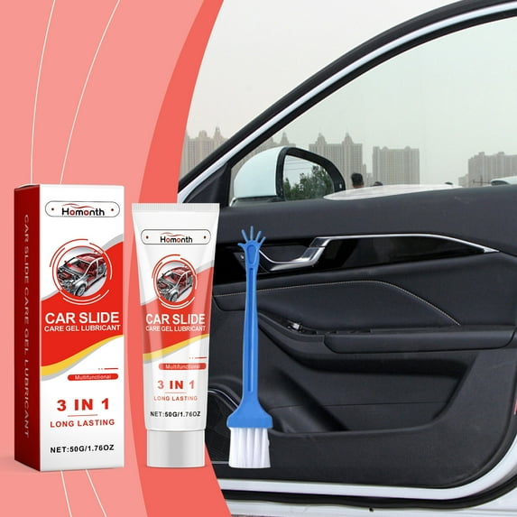 Car Lubricating Gel 50g Multi Purpose Automotive Lubricant Door Hinge Seat Track Sunroof Slide Care Non Staining Long Lasting Rust Protection Easy Brush Application