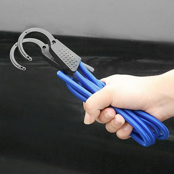 Car Luggage Rope | Retractable Clothes Hanging Rope | Heavy Duty Elastic Strap, Adjustable Length, ABS Material, Blue, 3m/118in, Secure Metal Hooks