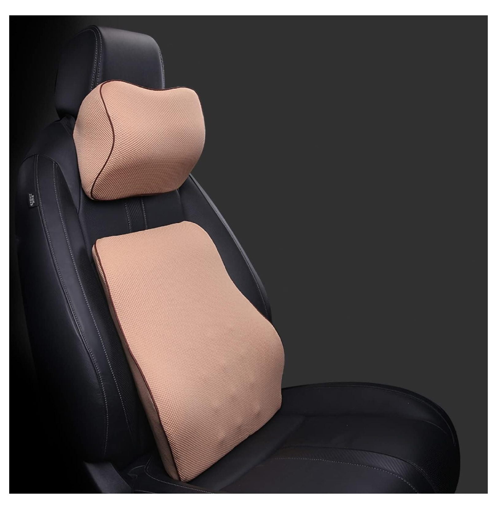 Car Lumbar Support Back Cushion and Car Headrest Pillow Kit, Relieve
