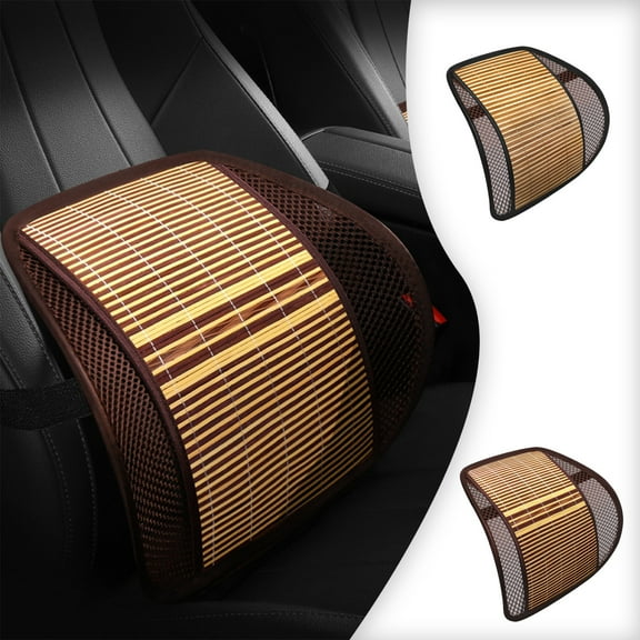 Car Lumbar Support Cushion Breathable Mesh Back Massager with Steel Frame for Office Chair and Car Seat, Ergonomic Design, Portable Summer Cooling Backrest 42x38cm/16.53x14.9in, Beige