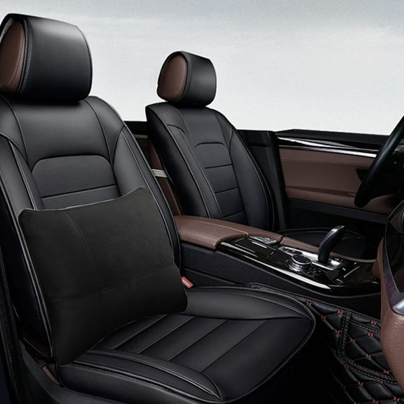 Car Lumbar Support Cushion, Suede Memory Foam Back Support Pillow for Car Seat, Ergonomic Design Waist and Neck Support with Adjustable Straps, Removable and Washable Cover