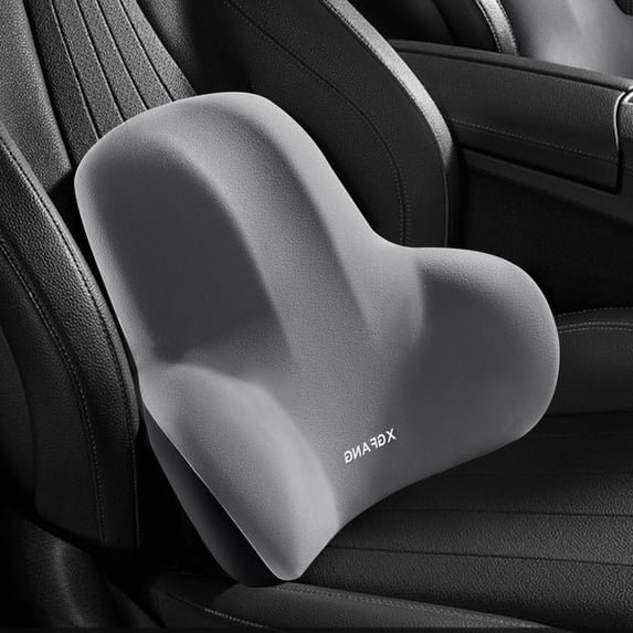 Car Lumbar Support Memory Foam Back Cushion Ergonomic Spine Protection Breathable Cover Comfort Pad For Vehicle Travel Home Office Sitting(Gray)