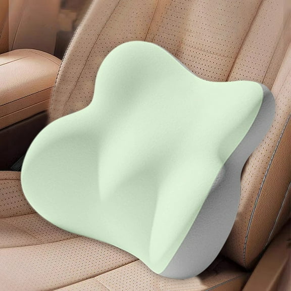 Car Lumbar Support Pillow - Memory Foam Back & Neck Cushion for Driving (Ergonomic, Universal Fit, Blue Flock Cover, Travel & Office Use)