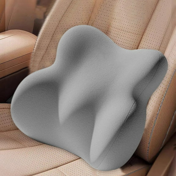 Car Lumbar Support Pillow - Memory Foam Back & Neck Cushion for Driving (Ergonomic, Universal Fit, Blue Flock Cover, Travel & Office Use)
