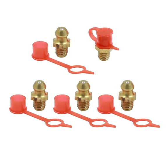 Car M6 Brass Thread Straight Grease Nipple Fittings with Rubber Dust Cap 5 Set