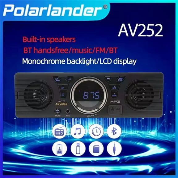 Car MP3 Player 1 Din Car radio AUX IN USB/SD built-in 2 speakers TF Card FM 12V In-dash Bluetooth Player AV252 Audio