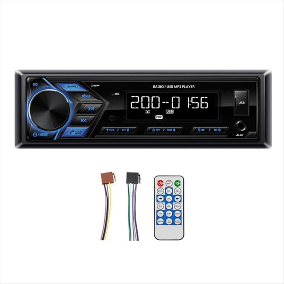 Car MP3 Player 1 Din USB FM Radio Tuner with LED Segment Displays AUX Input USB Bluetooth Multimedia Auto Radio Player,1x Car MP3 Player 1x Remote Control 2x Cable,Black
