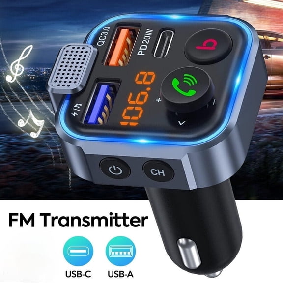 Car MP3 Wireless Player with U Disk Support Five-Way Joystick Control, Music Rhythm Ambient Lighting, and FM Transmitter for Seamless Audio Experience