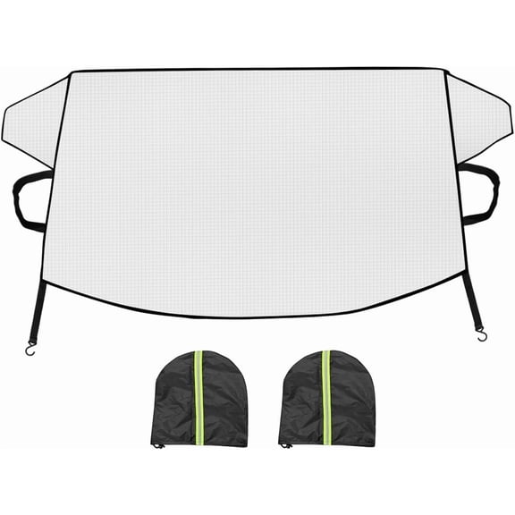 Car Magnetic Windshield Snow Cover 4-Layer Vehicle Protection Cover with Side Mirror Auto Windscreen Sun Shade for Ice Frost Sunlight Universal Truck Van Sedan