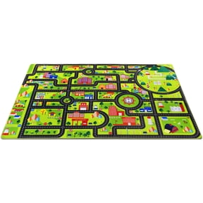 Car Map Rug 8x10 Large Play Rug, City Traffic Rural Road Mat, Low Pile Non Slip Fun Carpet, Nursery Playroom Classroom Educational Car Map Rug Mat
