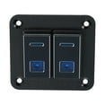 thumbnail image 1 of Car Marine Boat 2 Gang 5 Pin Toggle Rocker Switch Panel 12V/24V Circuit Breaker Blue LED Indicator Aluminum Alloy Black, 1 of 6