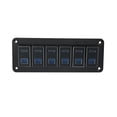 thumbnail image 1 of Car Marine Boat 6 Gang 5 Pin Toggle Rocker Switch Panel 12V/24V Circuit Breaker Blue LED Indicator Aluminum Alloy Black, 1 of 6