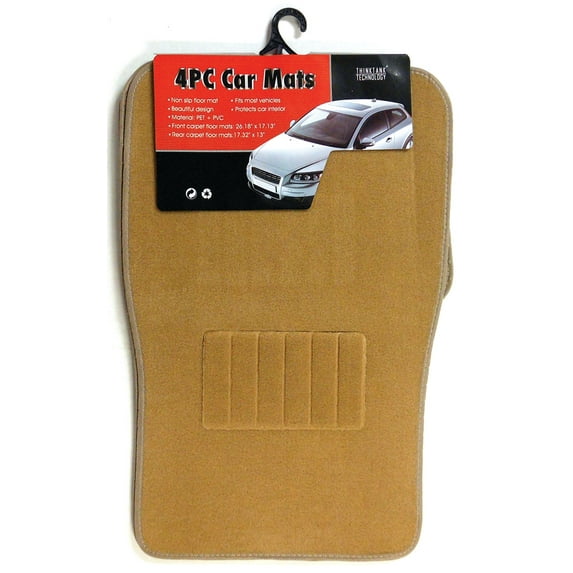 Car Mats 4pc Set, 2 Front, 2 Back, Beige