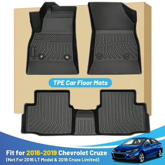 Car Mat Floor Liner Replacement for Chevrolet Chevy Cruze 2016-2019 (Not for 2016 LT Limited) Heavy Duty All Weather Guard Black Front Rear Car Carpet