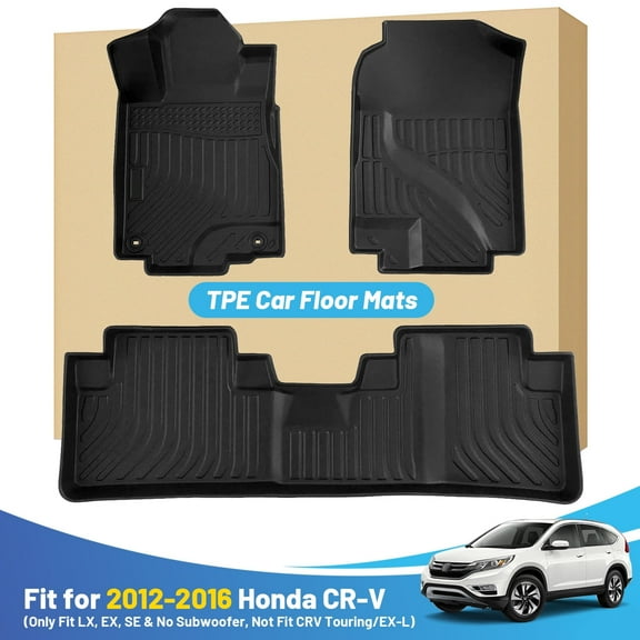 Car Mats Replacement for Floor Liners Honda CR-V CRV 2012-2016 Heavy Duty All Weather Guard Black Front and Rear Car Carpet-Custom Fit-Tough/Durable/Odorless