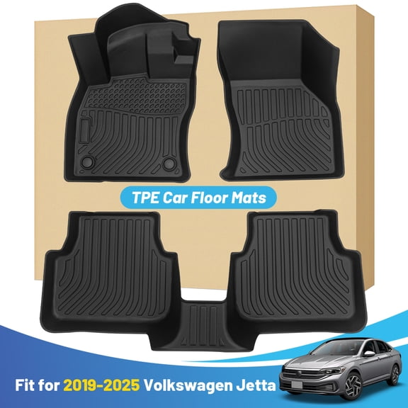 Car Mats Replacement for Floor Liners Volkswagen VW Jetta 2019-2025 Heavy Duty All Weather Guard Black Front and Rear Car Carpet-Custom Fit-Tough/Durable/Odorless