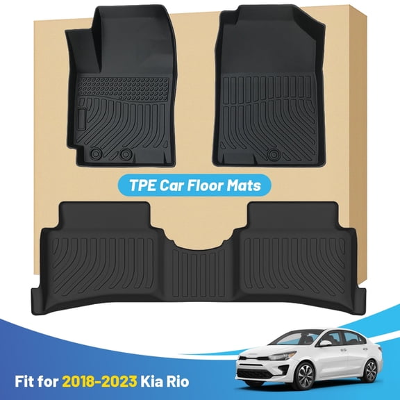Car Mats Replacement for Floor Liners Kia Rio 2018-2023 Heavy Duty All Weather Guard Black Front and Rear Car Carpet-Custom Fit-Tough/Durable/Odorless