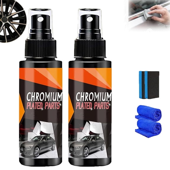 Car Metal Chrome Polish & Cleaner, Heavy Duty Car Metal Polish, Multi-Purpose Polishing Spray, Fast-Acting Oxidation Removers, Rust Remover for Cars, Trim & Household Shine Restorer