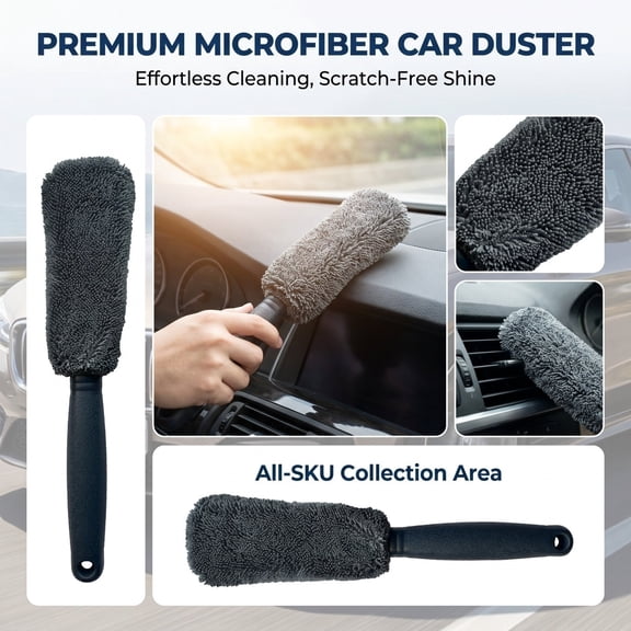 Car Microfiber Dust Brush, Car Interior Cleaning Tool, Soft Lint Free Washable Duster for Dashboard Air Vent Home Desktop Electronic Surfaces Cleaning
