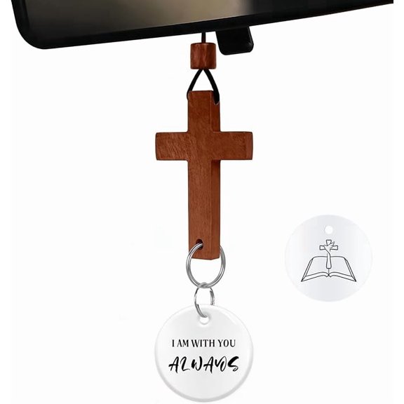 Car Mirror Cross with Daily Bible Verse App,Verse Car Rearview Jesus Ornament,Christian Gift for Drivers