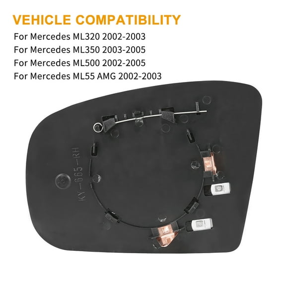 Car Mirror Glass Heated with Backing Plate Passenger Side RH for mercedes ML320 ML350 ML500 ML55 for AMG