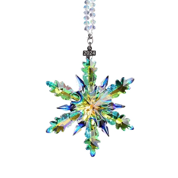 Car Mirror Hanging Accessories, 4 in Crystal, Snowflake Decor, Rear View Mirror Hanging Accessories, Auto Interior Accents, 2026 Dated, Iridescent Finish, 1 Pc