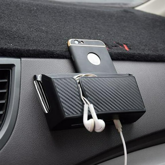 Car Mobile Phone Stand, Multi-Functional Carbon Fiber Phone Holder, Convenient Pen and Utility Box, Lightweight, Practical Design for Easy Use Inside Your Vehicle