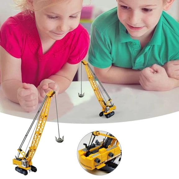 Car Model 1 - 187 Ho Scale Alloy Tower Excavator Train Scene Model Kit for Model Railroading and Diecast Display, 10.24×3.35×2.17 inch, Yellow