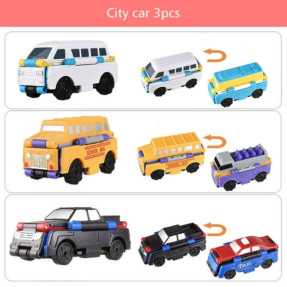 Car Model Reverse Car Toy Set - Pull Back Toy Car Transformation in 3 Seconds No Batteries Required Heat Responsive Innovation for