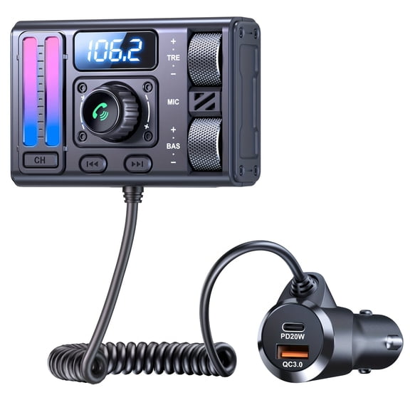 [Car Model] Wireless 5.4 Audio Adapter QC3.0+PD Fast Charge DSP Intelligent Noise Reduction Vent Stand FM Transmitter High And Low Adjustment Compatible with Mainstream Models