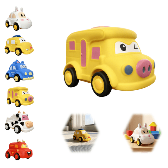 Car Model with a soft rotational molded body,Friction Powered Mini Cars Toys for Toddlers,Children's Toy Model with Pullback Function, Collector's Quality Model Car, Gift for Children(Pig)
