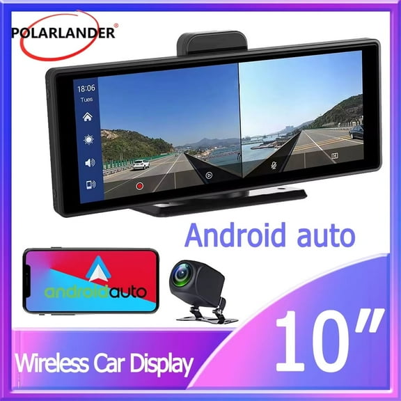 Car Monitor 10" 1080P Wireless Carplay Android Auto Built-in DVR WiFi ADAS Multimedia Stereo Receiver Bluetooth 5.0 4k HD