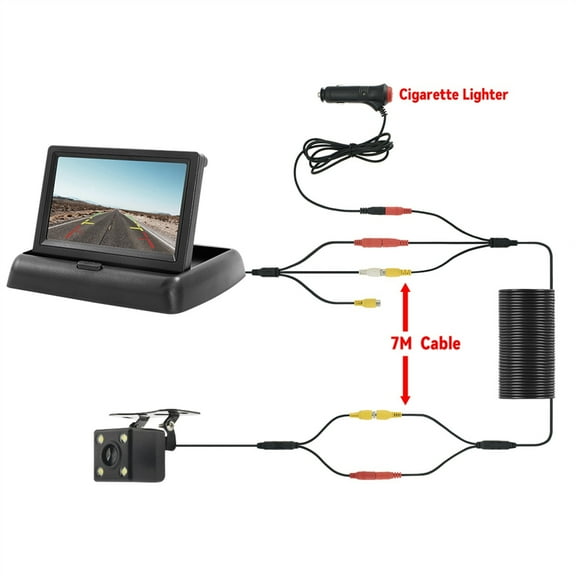 Car Monitor With Rear View Camera 4.3" TFT LCD HD Screen LED Backup Camera For Vehicle Parking Easy Installation ,Effortless Control