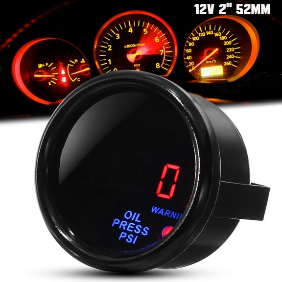 Car Motor 2'' 52mm Digital Red LED Oil Pressure 0-140 PSI Gauge Meter W/ Sensor