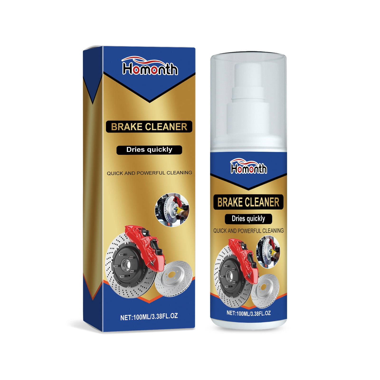 Car/Motorcycle Brake Cleaner Ultra Efficient Fast and Powerful Stain Removal Brake Cleaner Brake Parts Cleaner for Disc, Pads, Calipers, Springs, Rotors and Clutch 100Ml