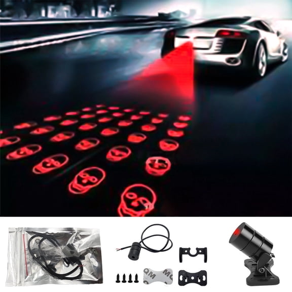 Car & Motorcycle Laser Light - Skull Shadow LED Headlights with Built-in Lens, 12V Super Bright for Fog/Signal Lights