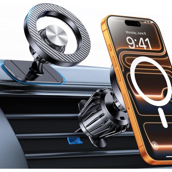 Car Mount【20 Strong Magnets】Magnetic Phone Holder for Car Phone Holder Mount Dash Mounted Holders Cell Phone Holders for Your Car Accessories for Women Men for iPhone 17 16 15 14(Carbon Fiber)