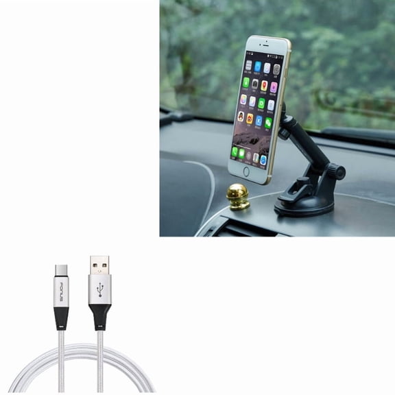 Car Mount & 6ft USB Cable for Samsung Galaxy S22,Ultra,S21,Ultra,S20 Ultra,Plus,Fan Edition,FE 5G - Magnetic Holder Dash + Type-C Charger Cord Power Combo