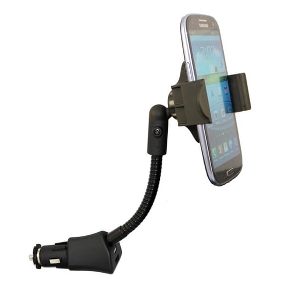 Car Mount Charger Socket Holder with USB Port Dock Cradle Gooseneck Swivel Black D1L for Samsung Galaxy S9 S9+