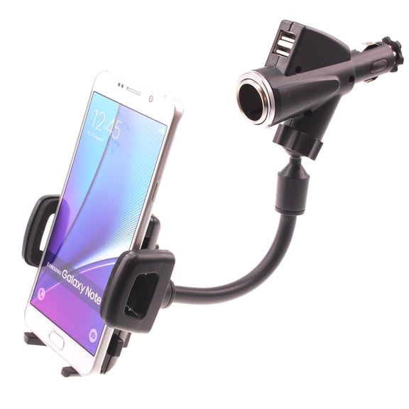 Car Mount Charger for iPhone 15/16/Plus/Pro/Pro Max/16e - Holder DC Socket USB Port Cradle Rotating Plug-in