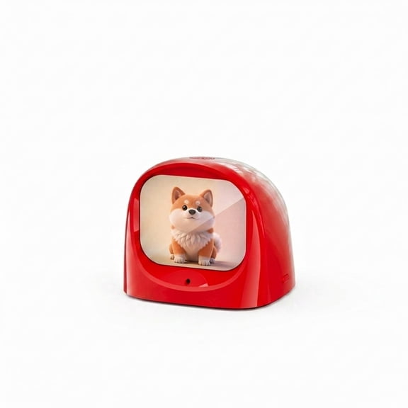 Car Mount Electronic Pet, Basic Puppy Model – Robot Pet Companion with Gyroscope Driving Interaction, 60+ Expressions, 1.83in Screen, Magnetic Mount, Red